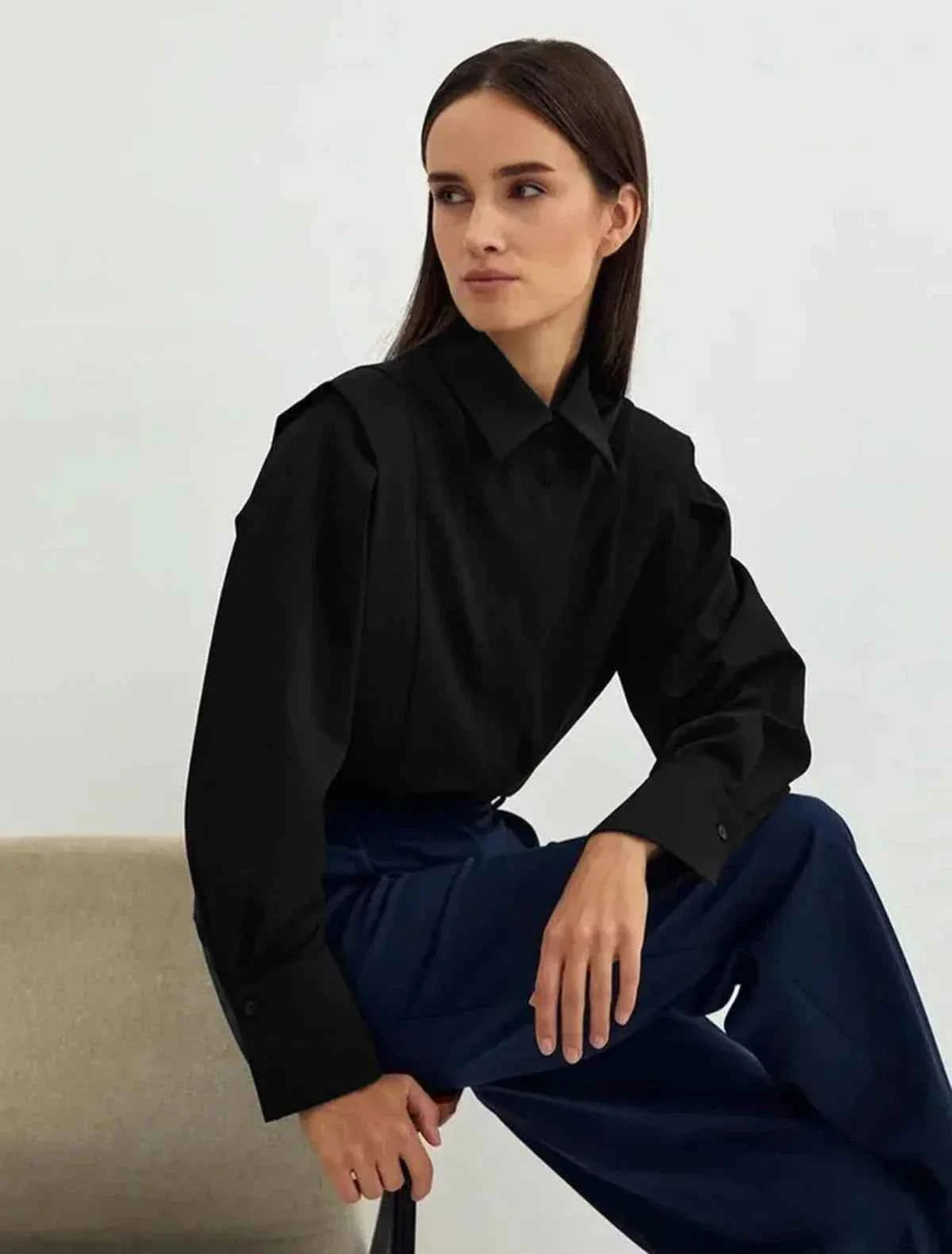 Dames boxy blouse met meerdere knopen, diverse kleuren