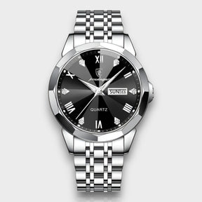 watches : Herenhorloge Zilver RVS 40mm - Klassiek Polshorloge met Datumweergave in Zilver Zwart van Pantino
