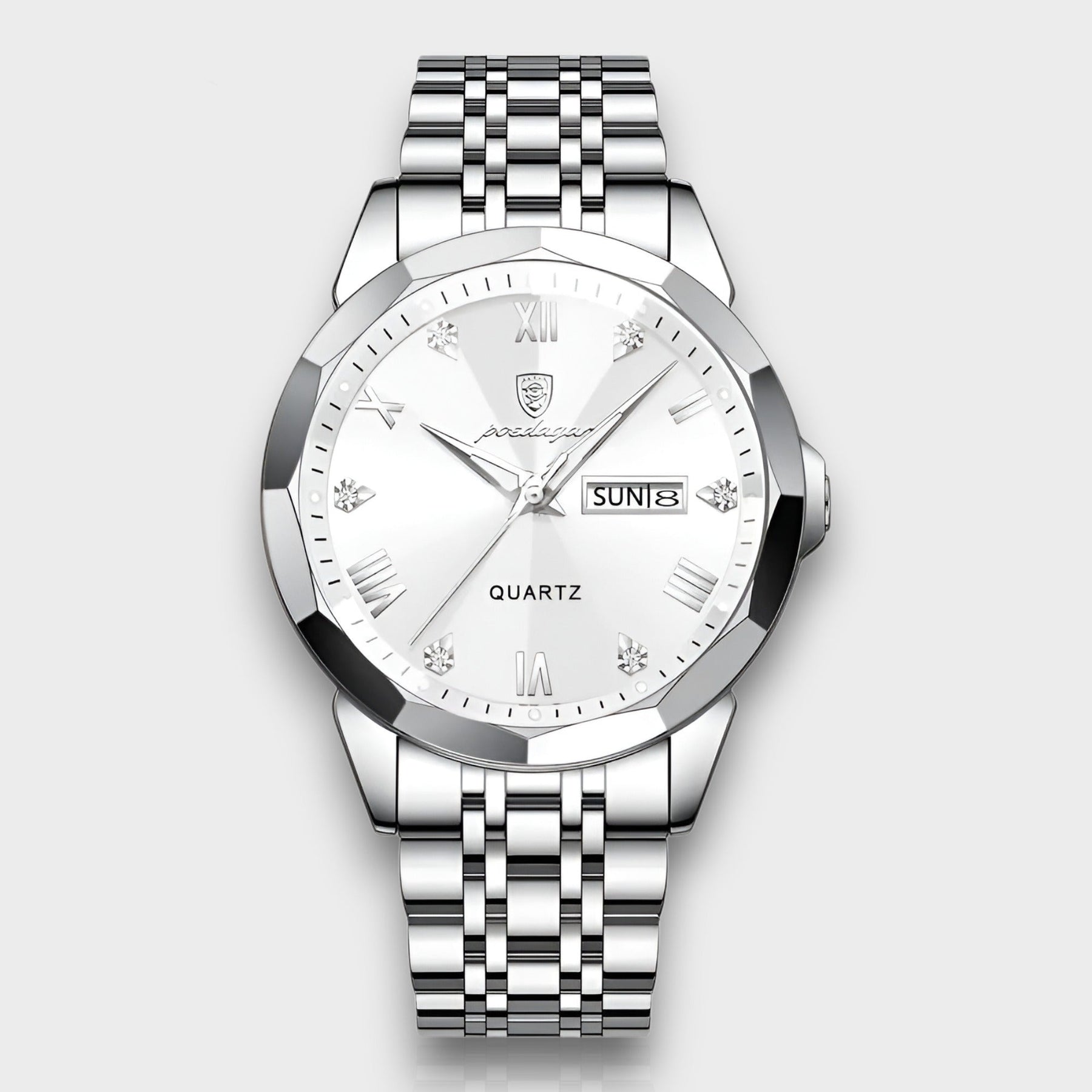 watches : Herenhorloge Zilver RVS 40mm - Klassiek Polshorloge met Datumweergave in Zilver Wit (4 beschikbaar) van Pantino