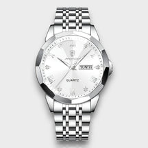 watches : Herenhorloge Zilver RVS 40mm - Klassiek Polshorloge met Datumweergave in Zilver Wit (4 beschikbaar) van Pantino