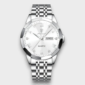 watches : Herenhorloge Zilver RVS 40mm - Klassiek Polshorloge met Datumweergave in Zilver Wit (4 beschikbaar) van Pantino