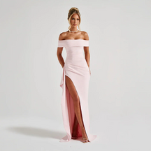 Maxi dresses : Robe Longue Femme Épaules Dénudées & Fente Élégante - Idéale Soirée/Cérémonie in Rose van Pantino