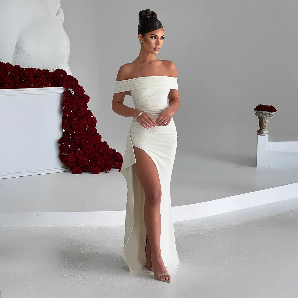 Maxi dresses : Robe Longue Femme Épaules Dénudées & Fente Élégante - Idéale Soirée/Cérémonie in van Pantino