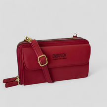 bags : EviBella - Compact Telefoontasje - Zwart in Bordeaux Rood van Pantino