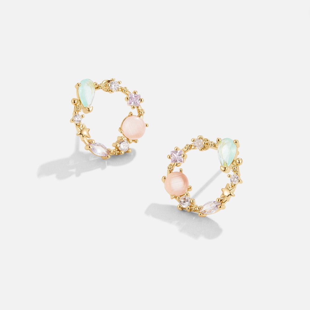 Earrings : Oorbellen Roze - Crystal Flower in van Pantino