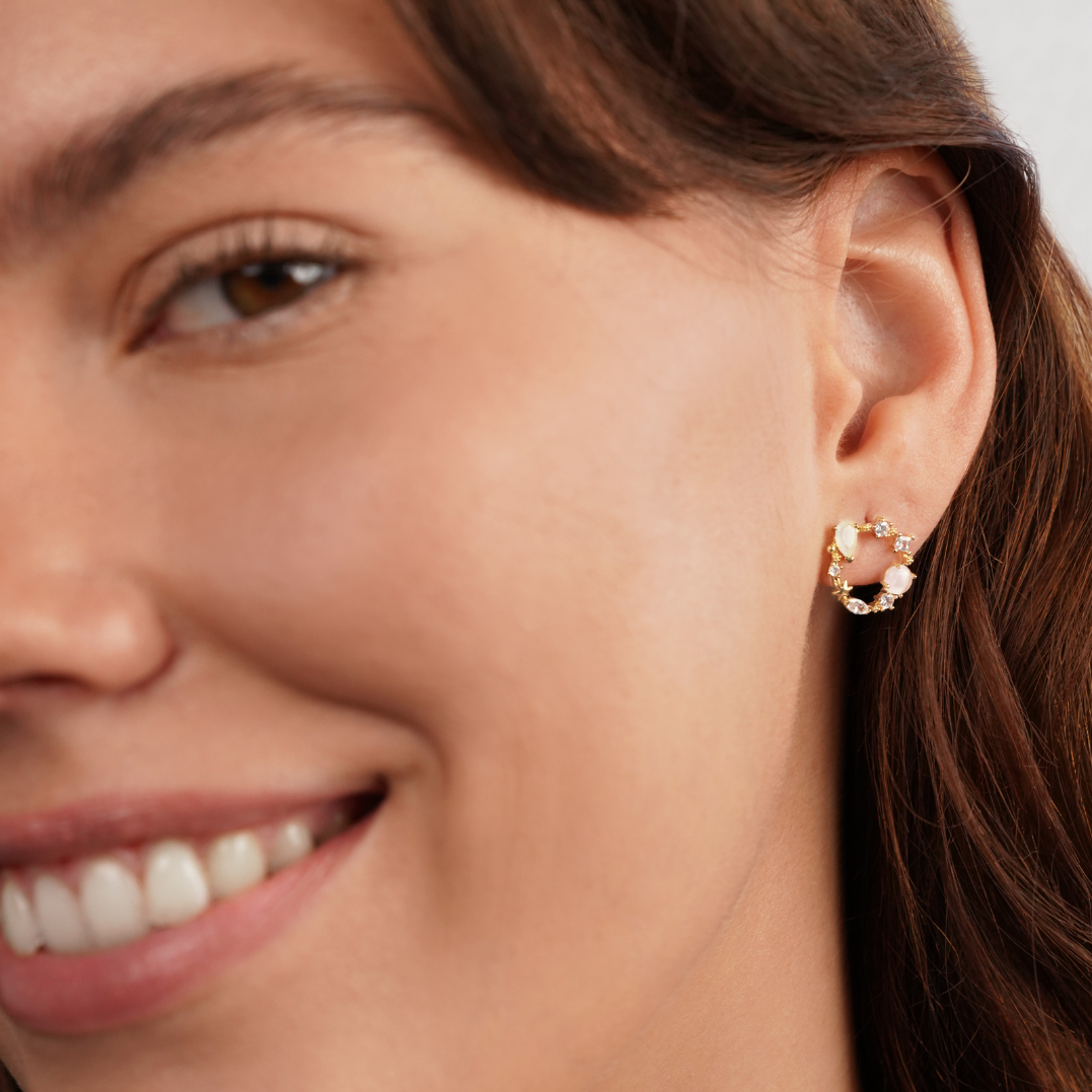 Earrings : Oorbellen Roze - Crystal Flower in van Pantino