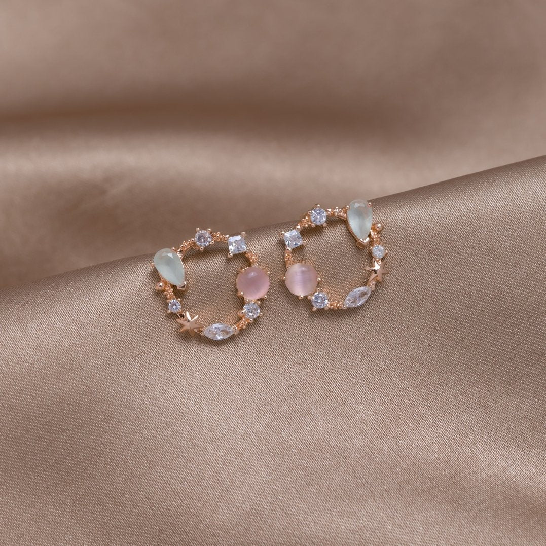 Earrings : Oorbellen Roze - Crystal Flower in van Pantino