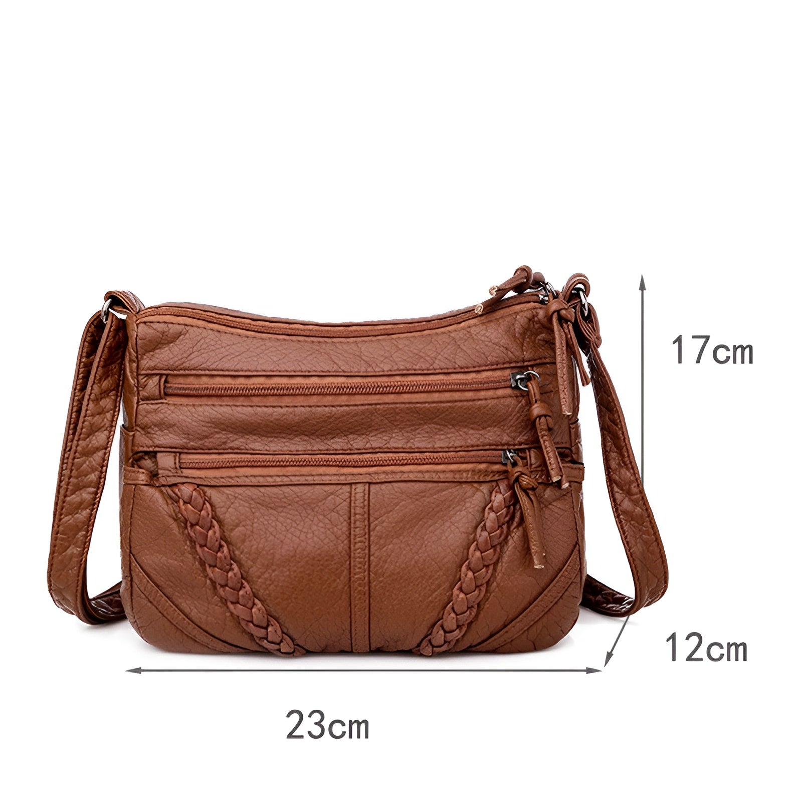bags : Crossbody Tas Dames Bruin - Luxe Leren Draagtas Design - PU-Leer in van Pantino