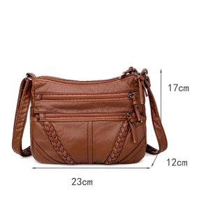 bags : Crossbody Tas Dames Bruin - Luxe Leren Draagtas Design - PU-Leer in van Pantino