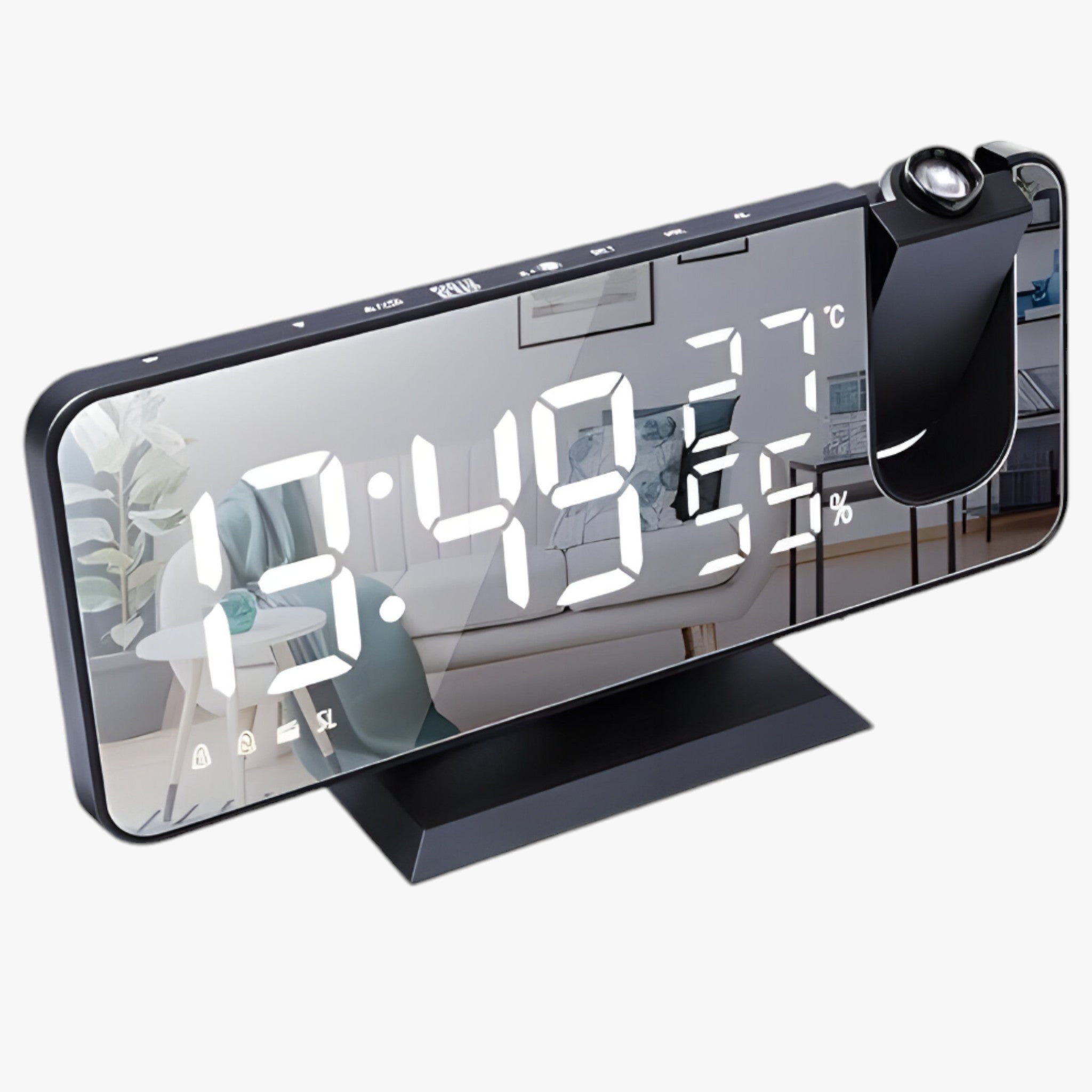 gadgets : Slimme Wecker - FM Radio & LED Display met 180° Uurprojectie - Zwart in Zwart van Pantino