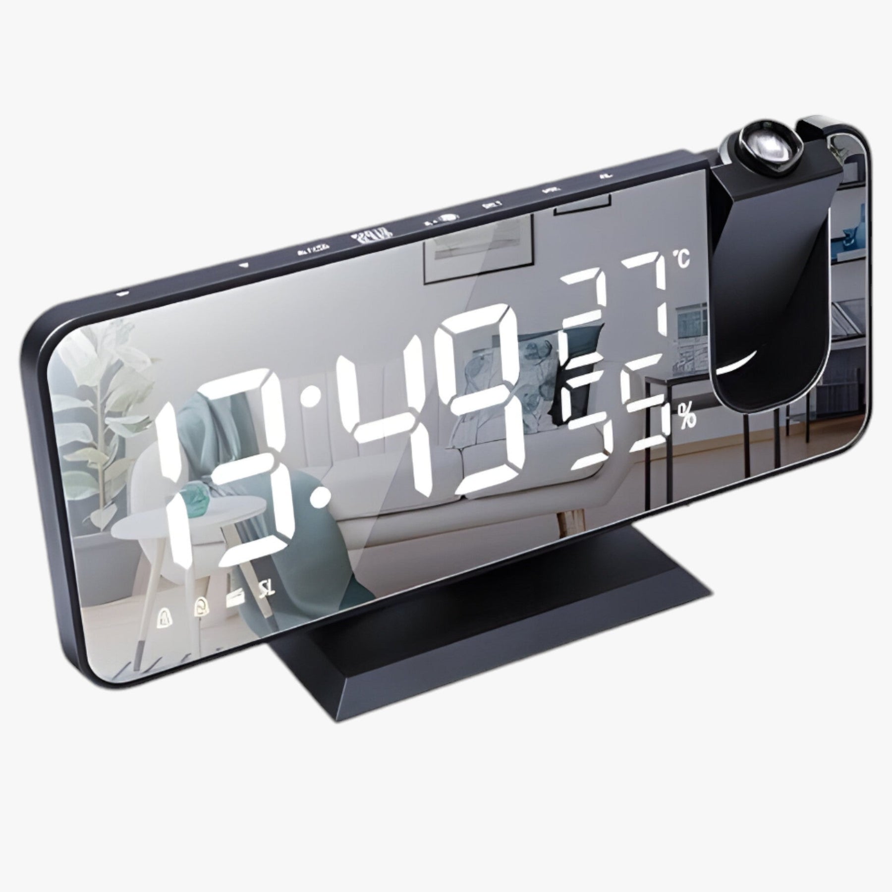 gadgets : Slimme Wecker - FM Radio & LED Display met 180° Uurprojectie - Zwart in Zwart van Pantino