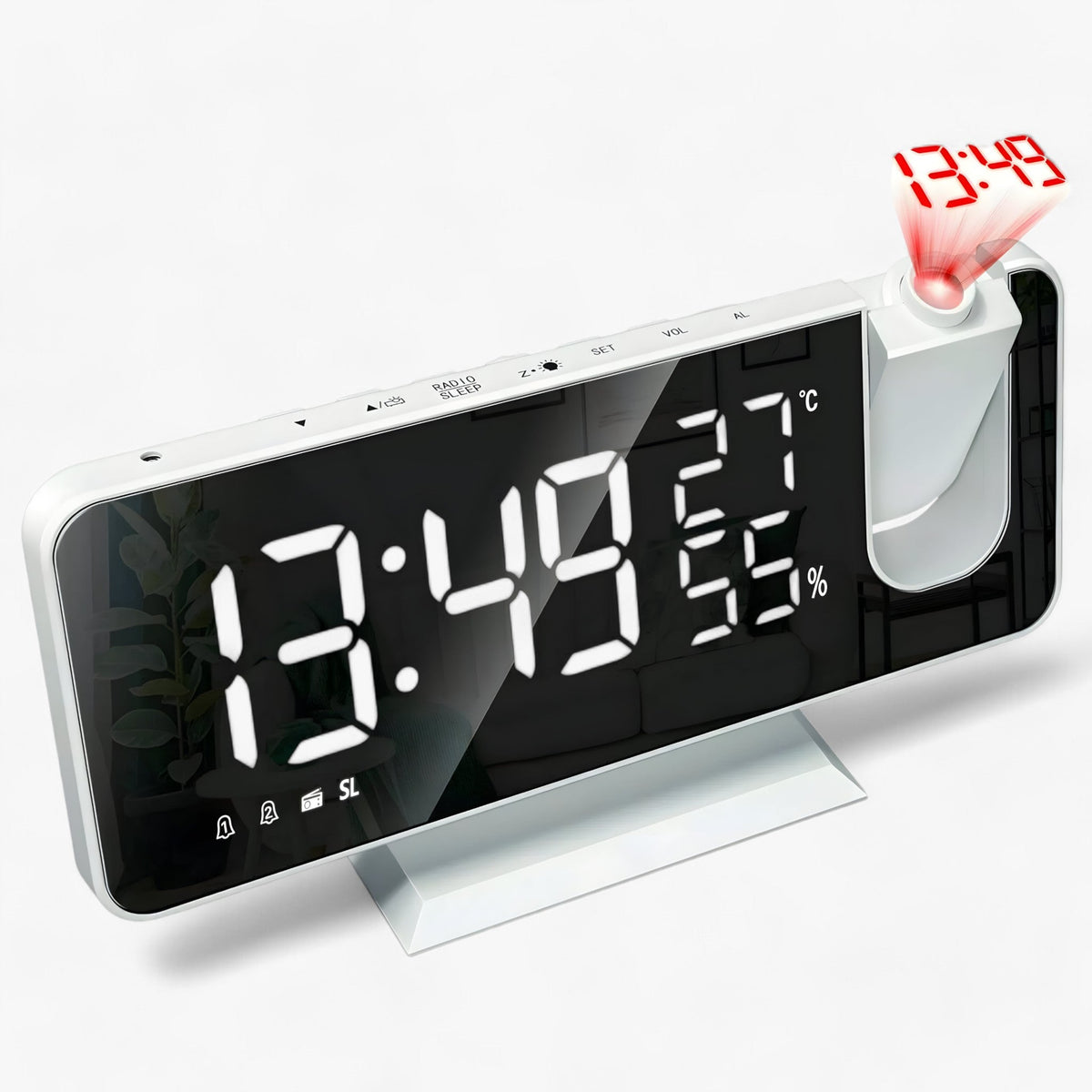 gadgets : Slimme Wecker - FM Radio & LED Display met 180° Uurprojectie - Zwart in van Pantino