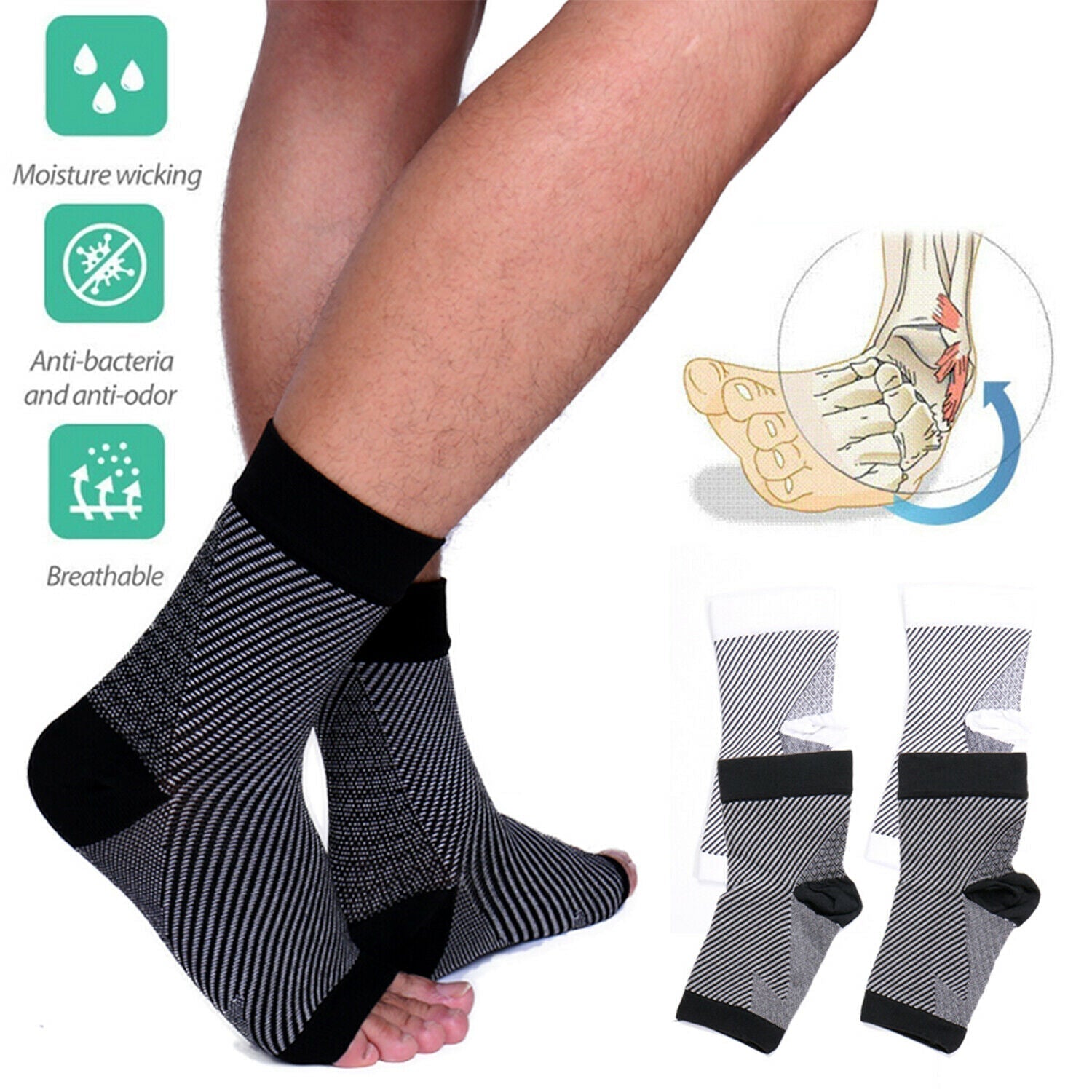 Compression Socks : Compressiekousen Wit - Voetpijn Verlichtend Ondersteuning - Elastisch in van Pantino