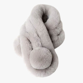 Scarf : Konijnenbont Sjaal Herfst-Winter - Cozy en Elegante Warmte - Lichtgrijs in Lichtgrijs 60-80cm van Pantino