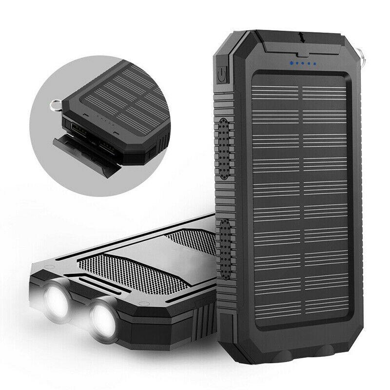 camping gear : Draagbare Zonne-Oplader 500000mAh Waterdicht, Dual USB & Zaklamp in van Sansoti