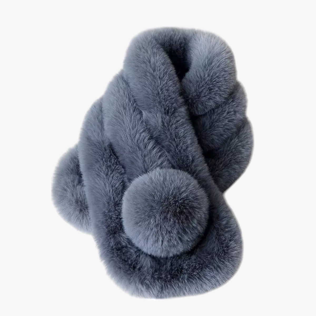 Scarf : Konijnenbont Sjaal Herfst-Winter - Cozy en Elegante Warmte - Lichtgrijs in Donkergrijs 60-80cm van Pantino