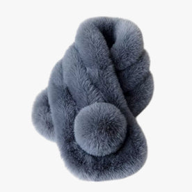 Scarf : Konijnenbont Sjaal Herfst-Winter - Cozy en Elegante Warmte - Lichtgrijs in Donkergrijs 60-80cm van Pantino