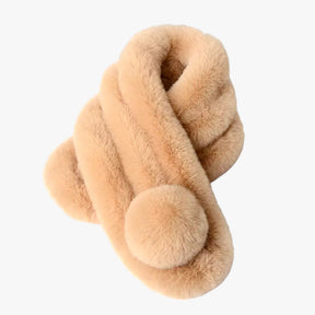 Scarf : Konijnenbont Sjaal Herfst-Winter - Cozy en Elegante Warmte - Lichtgrijs in Kaki 60-80cm van Pantino