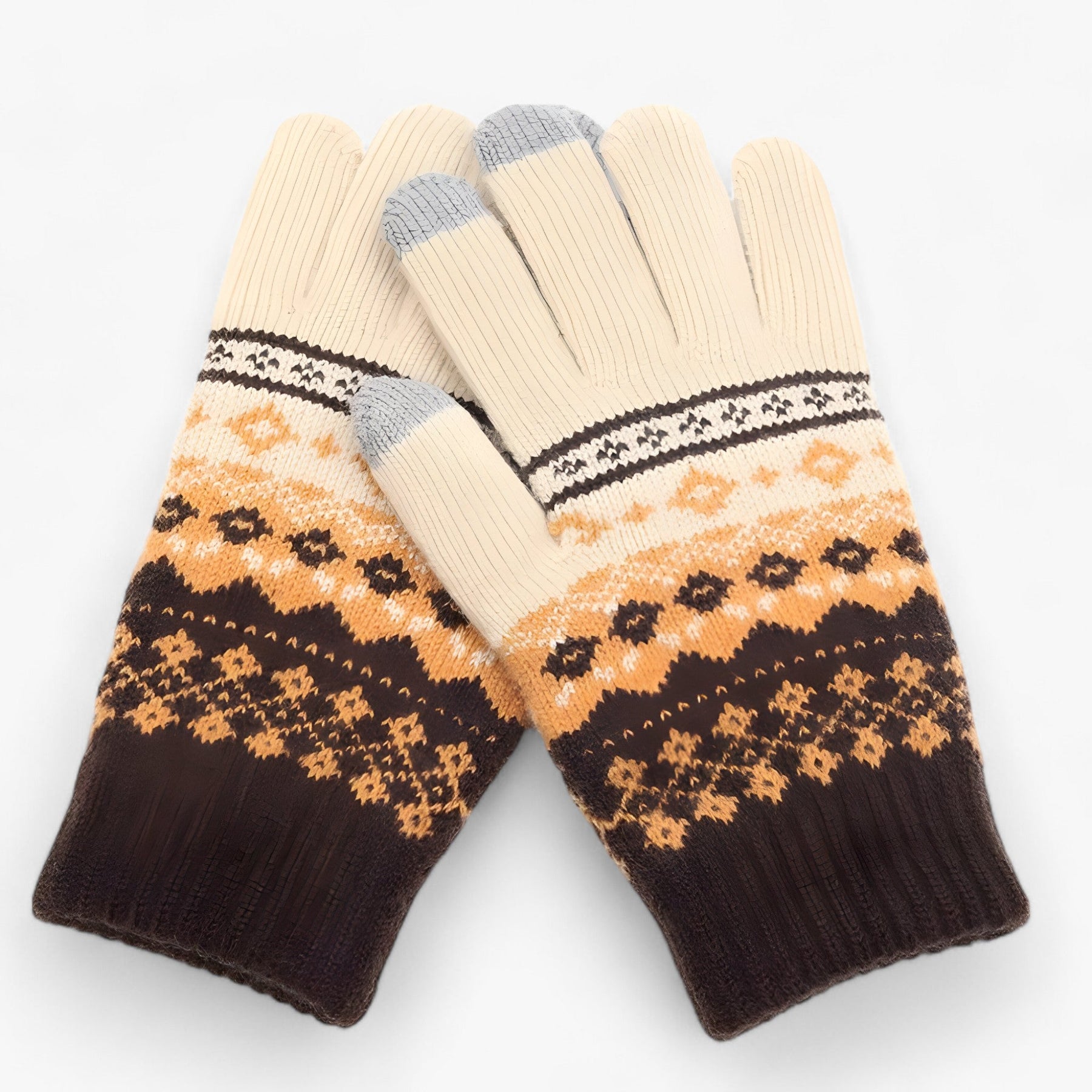 Gloves : Kunststof Handschoenen - Volledige Vinger Snit en Griprand voor de Winter - Khaki in Stijl 2 khaki Één maat van Pantino