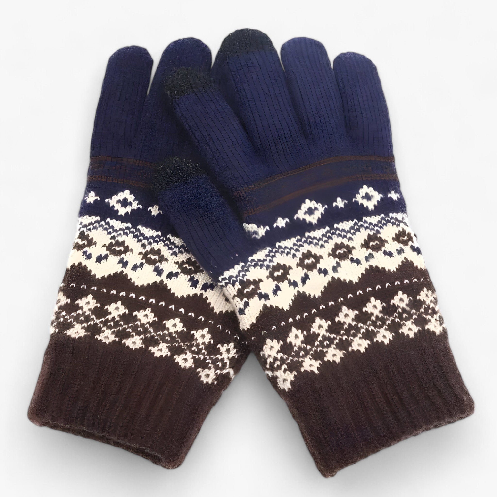 Gloves : Kunststof Handschoenen - Volledige Vinger Snit en Griprand voor de Winter - Khaki in Stijl 2 marine Één maat van Pantino