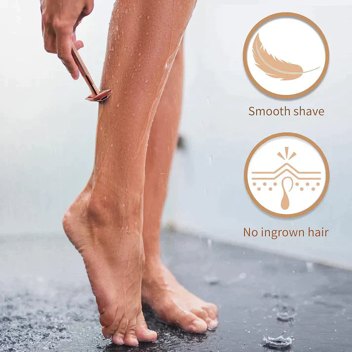 Safety Razor Set : SmoothShave Veiligheidsscheermes + 10 Premium Mesjes - Goud in van Pantino