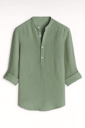 Men's Top Clothes : Lichtgewicht Linnen Herenoverhemd, Ademend, Lange Mouw in van Pantino