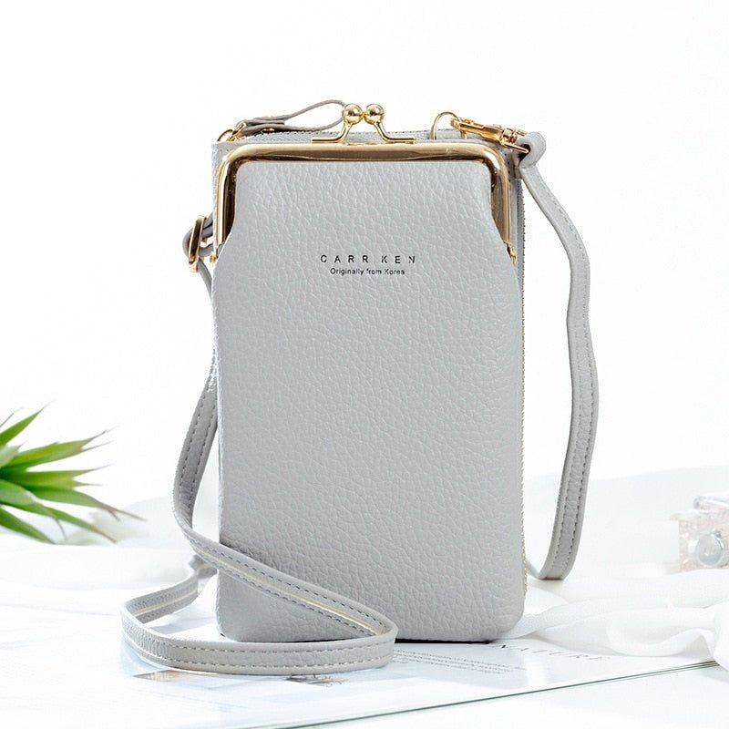 bags : Mini Crossbody Tasje Dames Zwart - Compact Dagelijks - Kunstleer in Lichtgrijs van Pantino