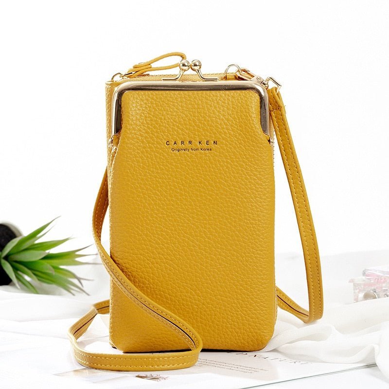 bags : Mini Crossbody Tasje Dames Zwart - Compact Dagelijks - Kunstleer in Geel van Pantino