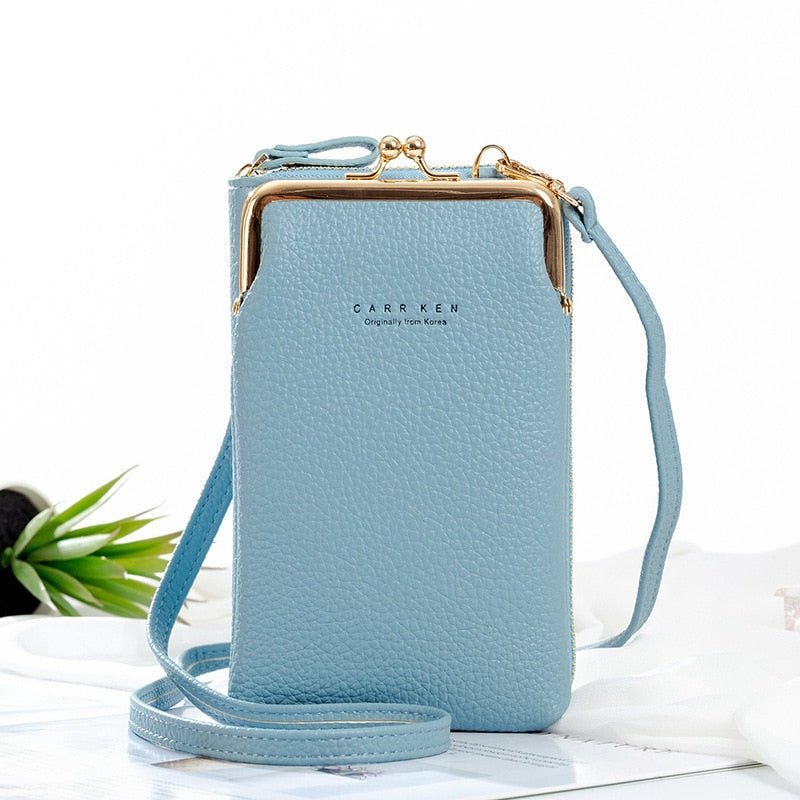 bags : Mini Crossbody Tasje Dames Zwart - Compact Dagelijks - Kunstleer in Lichtblauw van Pantino