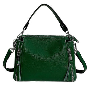 bags : Schoudertas Dames Geel - SelenaBag - Leren in Groen (Nog 3 op voorraad) van Pantino
