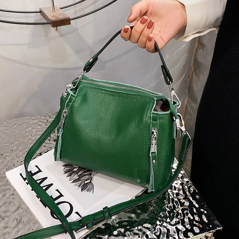 bags : Schoudertas Dames Geel - SelenaBag - Leren in van Pantino
