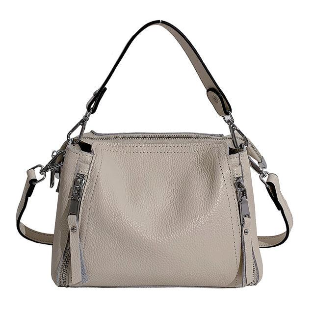 bags : Schoudertas Dames Geel - SelenaBag - Leren in Beige (Nog 4 op voorraad) van Pantino