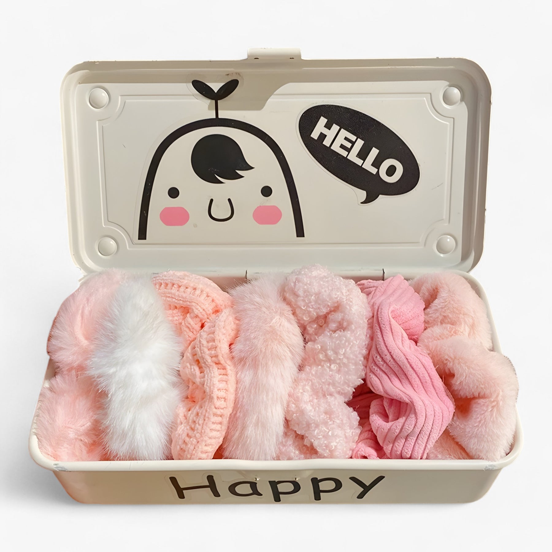 Hair Scrunchie : Fluwelen Effen haar Scrunchie - Witte-Set in Roze-set van Pantino