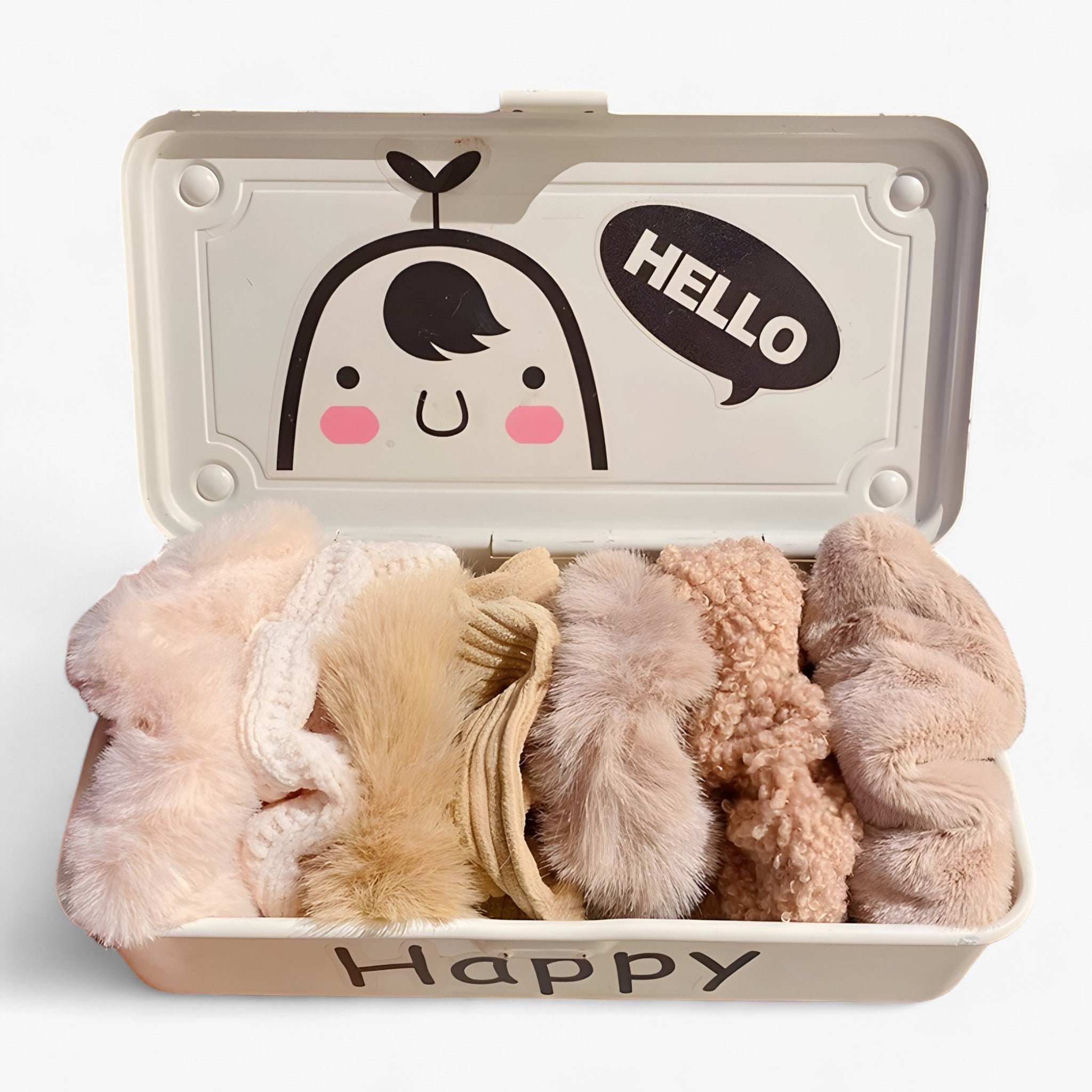 Hair Scrunchie : Fluwelen Effen haar Scrunchie - Witte-Set in Koffie-set van Pantino
