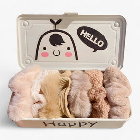 Hair Scrunchie : Fluwelen Effen haar Scrunchie - Witte-Set in Koffie-set van Pantino