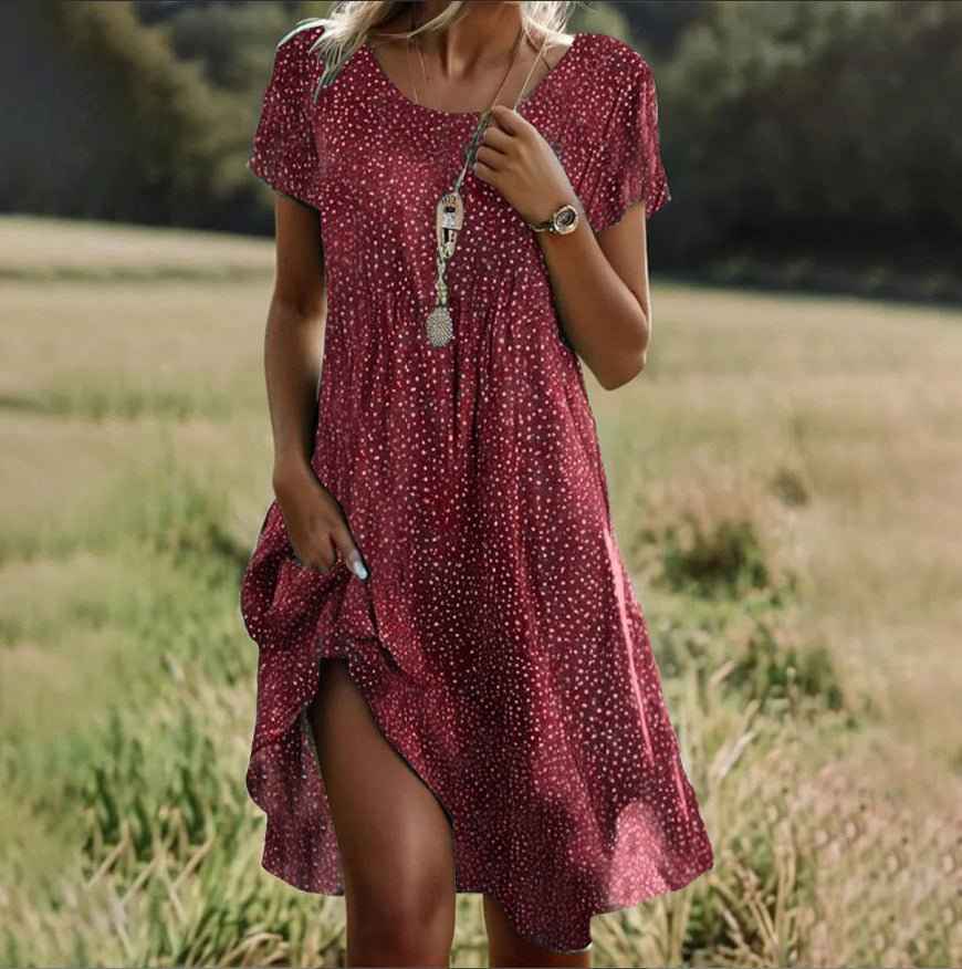 : Dames Zomerjurk met Boho Stijl - Luchtig & Comfortabel in Rood van Pantinoshop