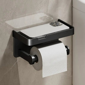 home & garden : Multifunctionele Toiletrolhouder Zilver - Luxe Opbergplank Badkamer - RVS in Zwart van Pantino