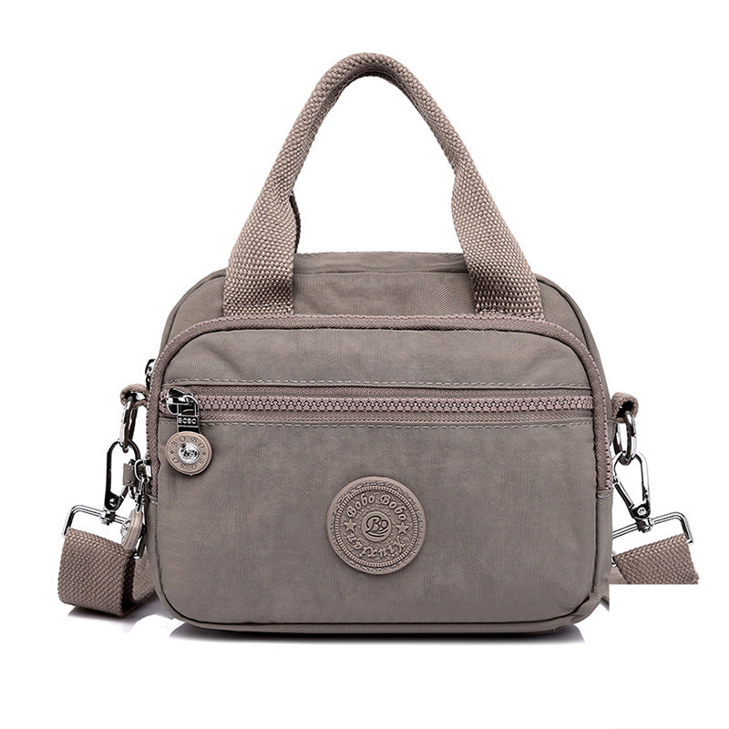 bags : Schoudertas Dames Donkerblauw - Effen Casual Nylon Rits - Nylon in Donkergrijs van Pantino