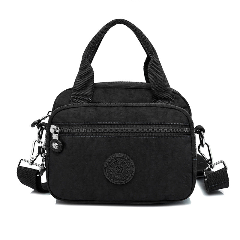 bags : Schoudertas Dames Donkerblauw - Effen Casual Nylon Rits - Nylon in Zwart van Pantino