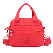 bags : Schoudertas Dames Donkerblauw - Effen Casual Nylon Rits - Nylon in Roze-Rood van Pantino