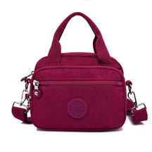 bags : Schoudertas Dames Donkerblauw - Effen Casual Nylon Rits - Nylon in Bordeaux Rood van Pantino