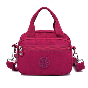 bags : Schoudertas Dames Donkerblauw - Effen Casual Nylon Rits - Nylon in Grape van Pantino