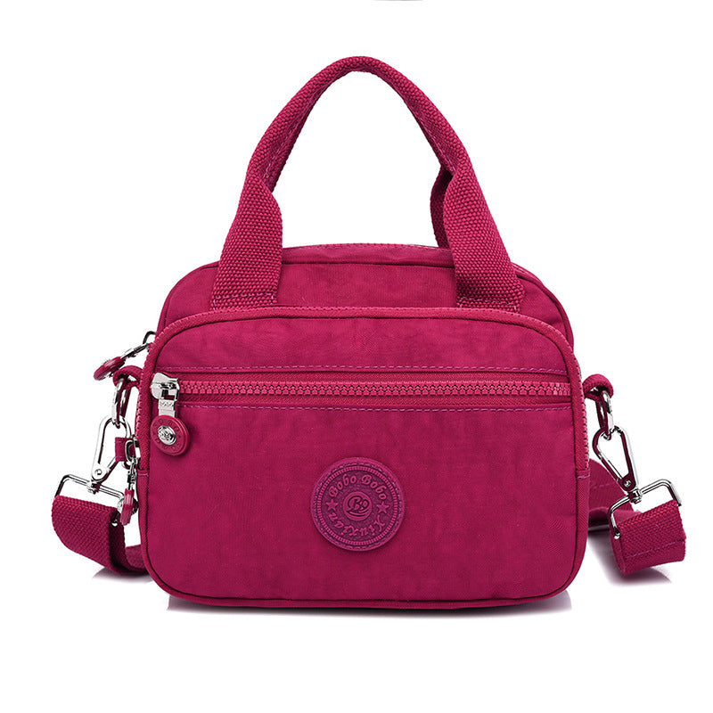bags : Schoudertas Dames Donkerblauw - Effen Casual Nylon Rits - Nylon in Grape van Pantino