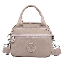bags : Schoudertas Dames Donkerblauw - Effen Casual Nylon Rits - Nylon in Beige van Pantino