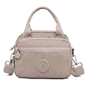 bags : Schoudertas Dames Donkerblauw - Effen Casual Nylon Rits - Nylon in Beige van Pantino