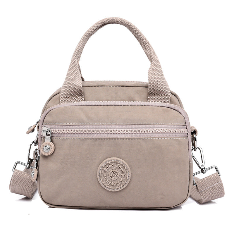 bags : Schoudertas Dames Donkerblauw - Effen Casual Nylon Rits - Nylon in Beige van Pantino