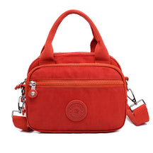 bags : Schoudertas Dames Donkerblauw - Effen Casual Nylon Rits - Nylon in Oranje van Pantino