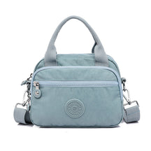 bags : Schoudertas Dames Donkerblauw - Effen Casual Nylon Rits - Nylon in Lichtblauw van Pantino