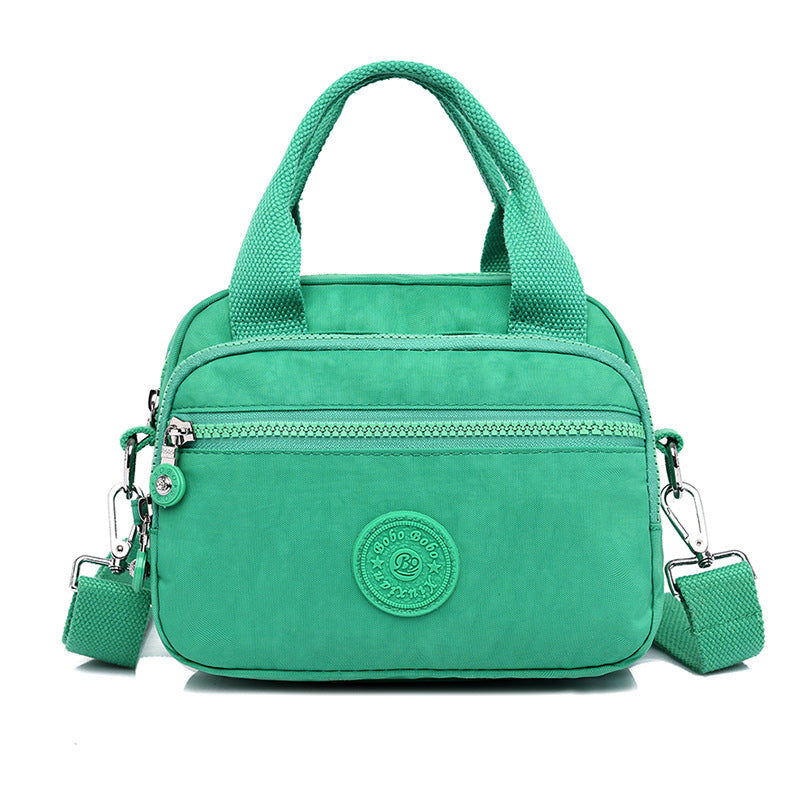bags : Schoudertas Dames Donkerblauw - Effen Casual Nylon Rits - Nylon in Groen van Pantino