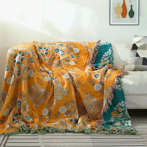 home & garden : Sloane Zacht, Gebreid Dekbedovertrek - Bloemen Geel-Groen in Bloemen Geel-Groen van Pantino